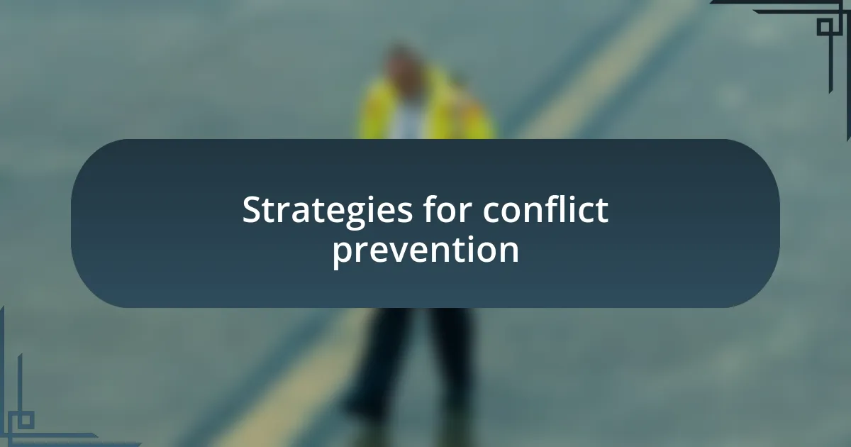 Strategies for conflict prevention